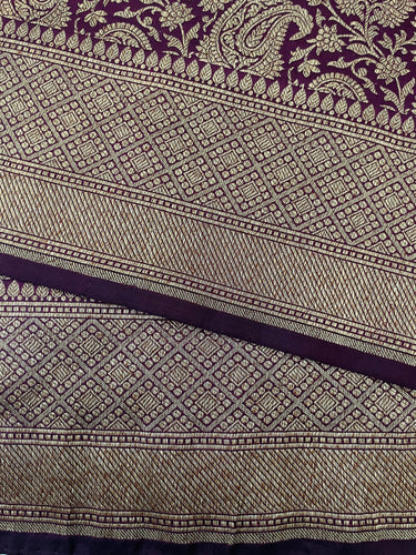 Banarasi Katan Silk Saree | Deep Plum | Antique Zari | Handwoven | Silk Mark Certified | Ships from California